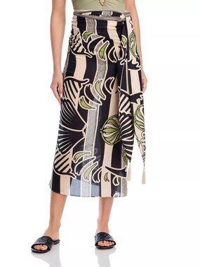 395$ Juan De Dios Printed Side Tie Skirt Swim Cover-Up Women's Size One Navy